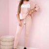 Set with Queen print dark powder pink