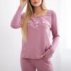 Set with a neckline with press studs in dark pink color