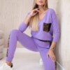 Set with a panther motif purple