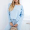 Set with an oversized blouse in azure color
