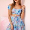 Set with azure flowers