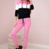 Set with colored stripes light pink+ecru