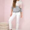 Set with colored stripes white+powder pink