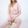 Set with decorative stripes in dark powder pink
