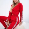 Set with decorative stripes red