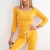 Set with double stripe mustard+white