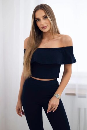 Set with frills navy blue