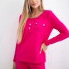 Set with fuchsia press stud neckline