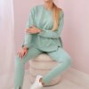 Set with oversize blouse in dark mint color