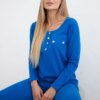 Set with press stud neckline in purple blue color