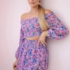 Set with purple flowers