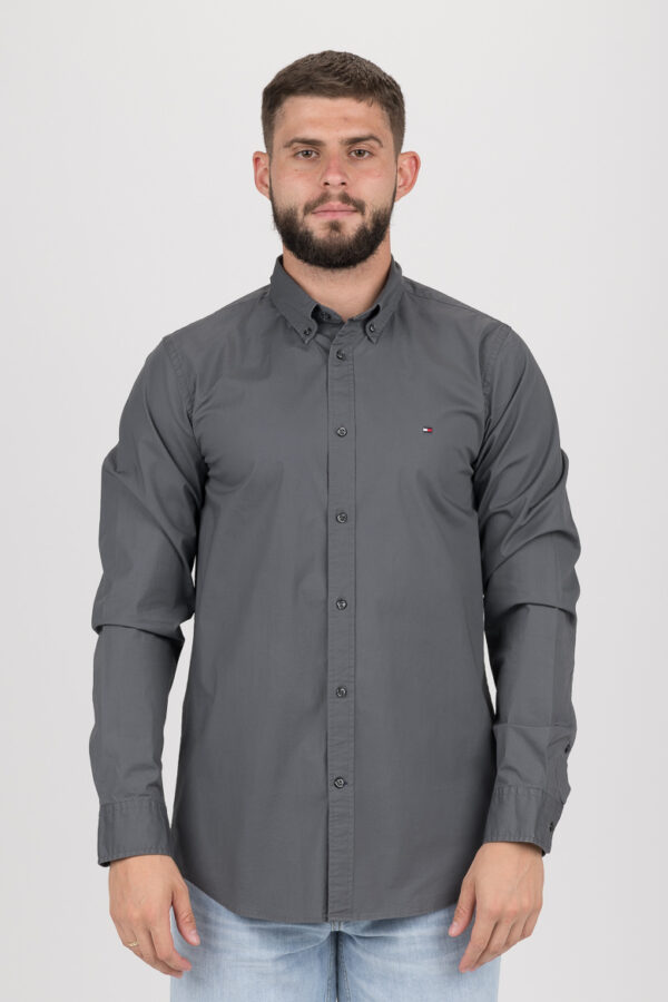 Shirt - TOMMY HILFIGER SLIM STRETCH POPLIN SHIRT grey