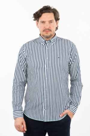 Shirt - TOMMY HILFIGER TWO TONE DOBBY STRIPE SHIRT dark blue-white