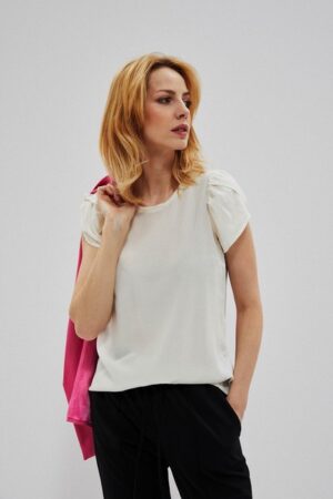 Shirt blouse with puffs - ecru Shirt blouse with puffs - ecru