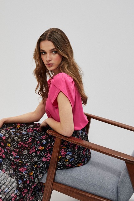 Shirt blouse with puffs - pink