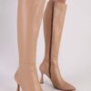 Shoeberry Women's Asez Nude Skin Heeled Boots Nude Skin
