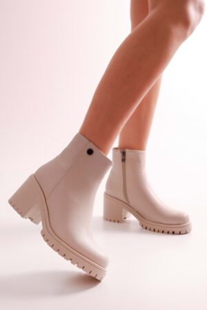 Shoeberry Women's Aycen Beige Skin Boots