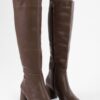 Shoeberry Women's Kiella Brown Leather High Heel Boots