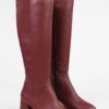 Shoeberry Women's Kiella Burgundy Leather Heeled Boots