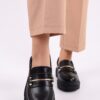 Shoeberry Women's Luis Black Skin Daily Thick Sole Buckled Loafer