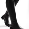 Shoeberry Women's Malissa Black Genuine Leather Heeled Boots Black Genuine Leather