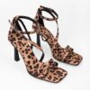 Shoeberry Women's Mules Leopard Satin Heeled Shoes