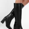 Shoeberry Women's Tiago Black Leather Boots