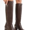 Shoeberry Women's Tiago Dark Brown Leather Boots