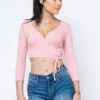 Short blouse with envelope front pink