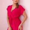 Short jumpsuit with a tie at the waist fuchsia