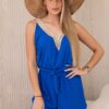 Short jumpsuit with decorative cornflower lace