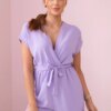 Short jumpsuit with tie at the waist light purple