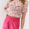 Short lady's blouse with floral print