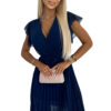 Short pleated dress with neckline and ruffles Numoco