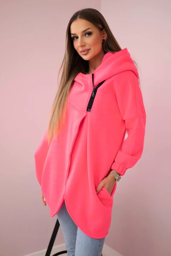 Short-zip sweatshirt in pink neon