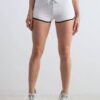 Shorts with piping and text print white