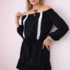 Shoulder and lace black dress