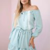 Shoulder dress and lace dark mint