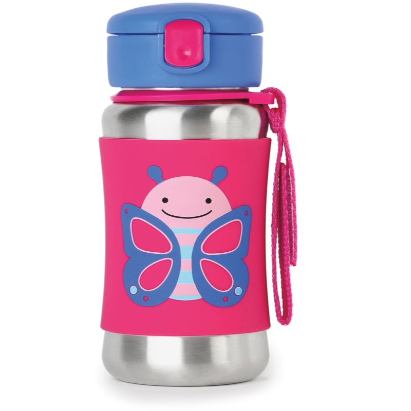 Skip Hop Zoo Straw Bottle rozsdamentes kulacs szívószállal Butterfly 12 m+ 350 ml-Ár