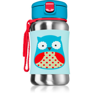 Skip Hop Zoo Straw Bottle rozsdamentes kulacs szívószállal Owl 12 m+ 350 ml-Ár