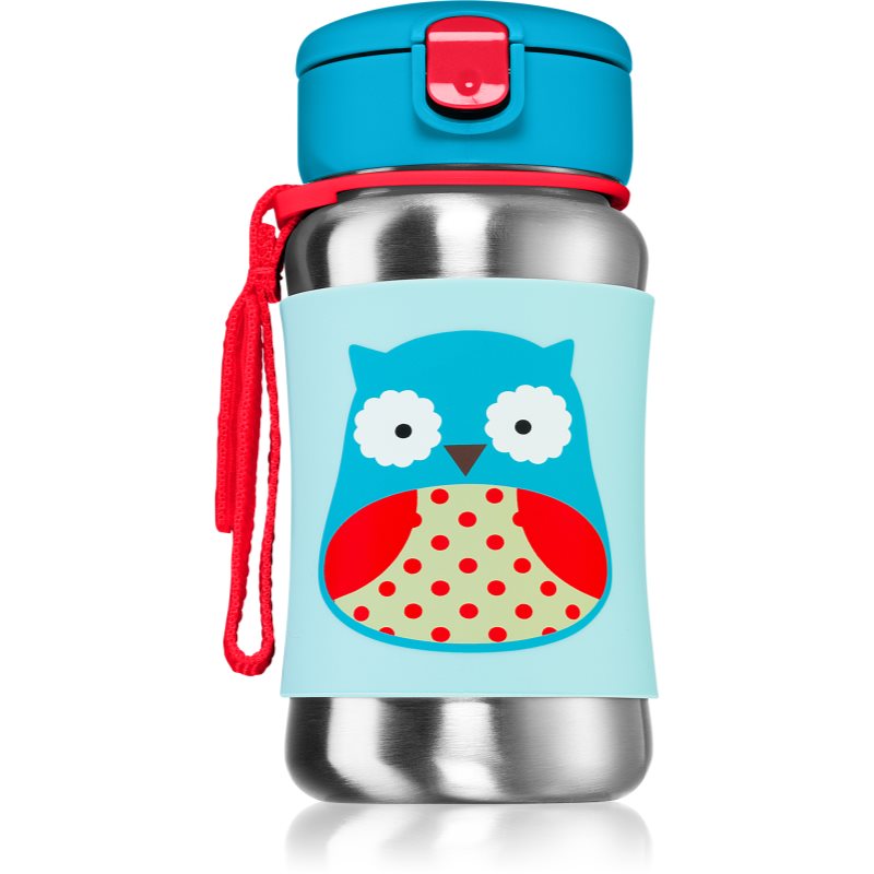 Skip Hop Zoo Straw Bottle rozsdamentes kulacs szívószállal Owl 12 m+ 350 ml-Ár