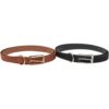 Slim synthetic velour leather belt 2 pcs black/silver + brown/gold