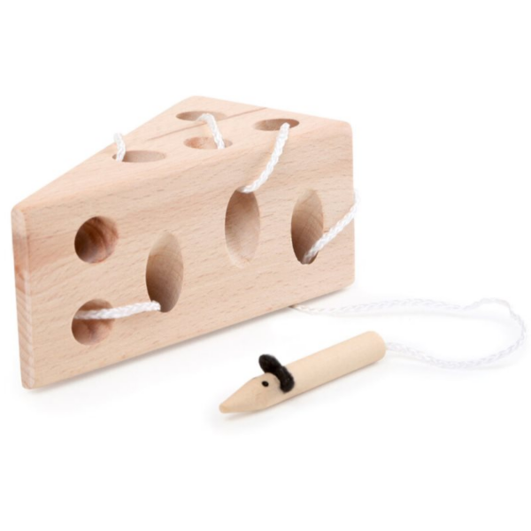 Small foot Threading Game Cheese and Mouse interaktív játék fából készült 3 y+ 2 db-ár