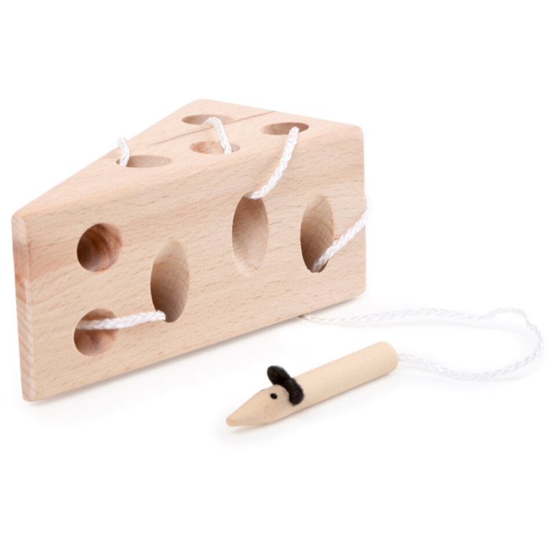 Small foot Threading Game Cheese and Mouse interaktív játék fából készült 3 y+ 2 db-ár