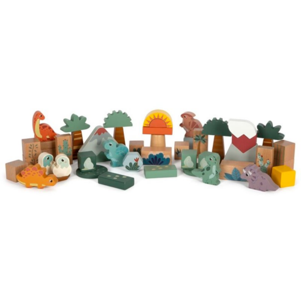 Small foot Wooden Building Blocks Dino interaktív játék fából készült 12 m+ 34 db-ár