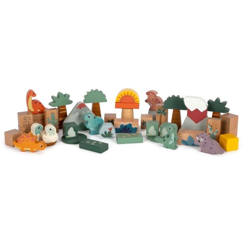 Small foot Wooden Building Blocks Dino interaktív játék fából készült 12 m+ 34 db-ár