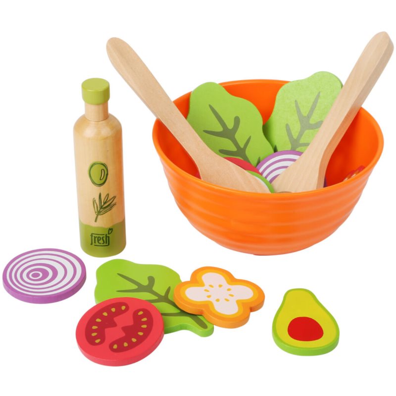 Small foot Wooden Salad Making Set játékkészlet fából készült 2 y+ 15 db-ár