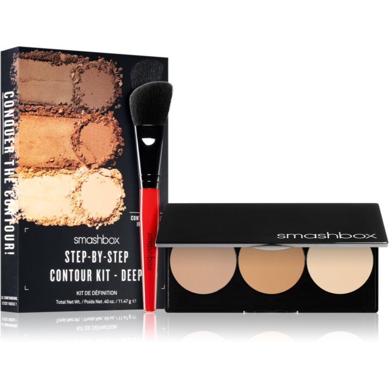 Smashbox Step By Step Contour Kit Púderes highlight és kontúr paletta ecsettel árnyalat Light/Medium 11.47 g-Ár