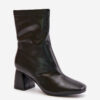 Smooth women's ankle boots with heels made of eco-leather black Izariel