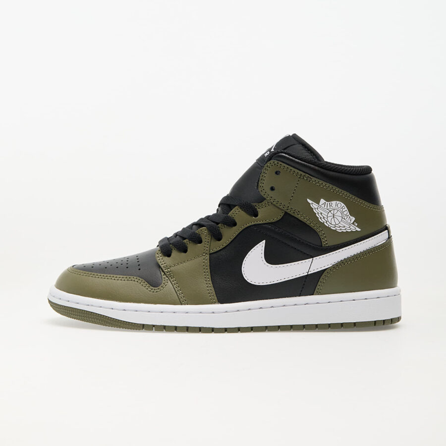 Sneakers Air Jordan 1 Mid Black/ White-Medium Olive-Sail EUR 40-alacsony-ár